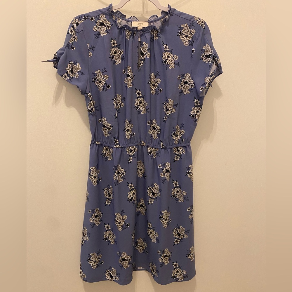 LOFT Blue Floral Mini Dress- Medium